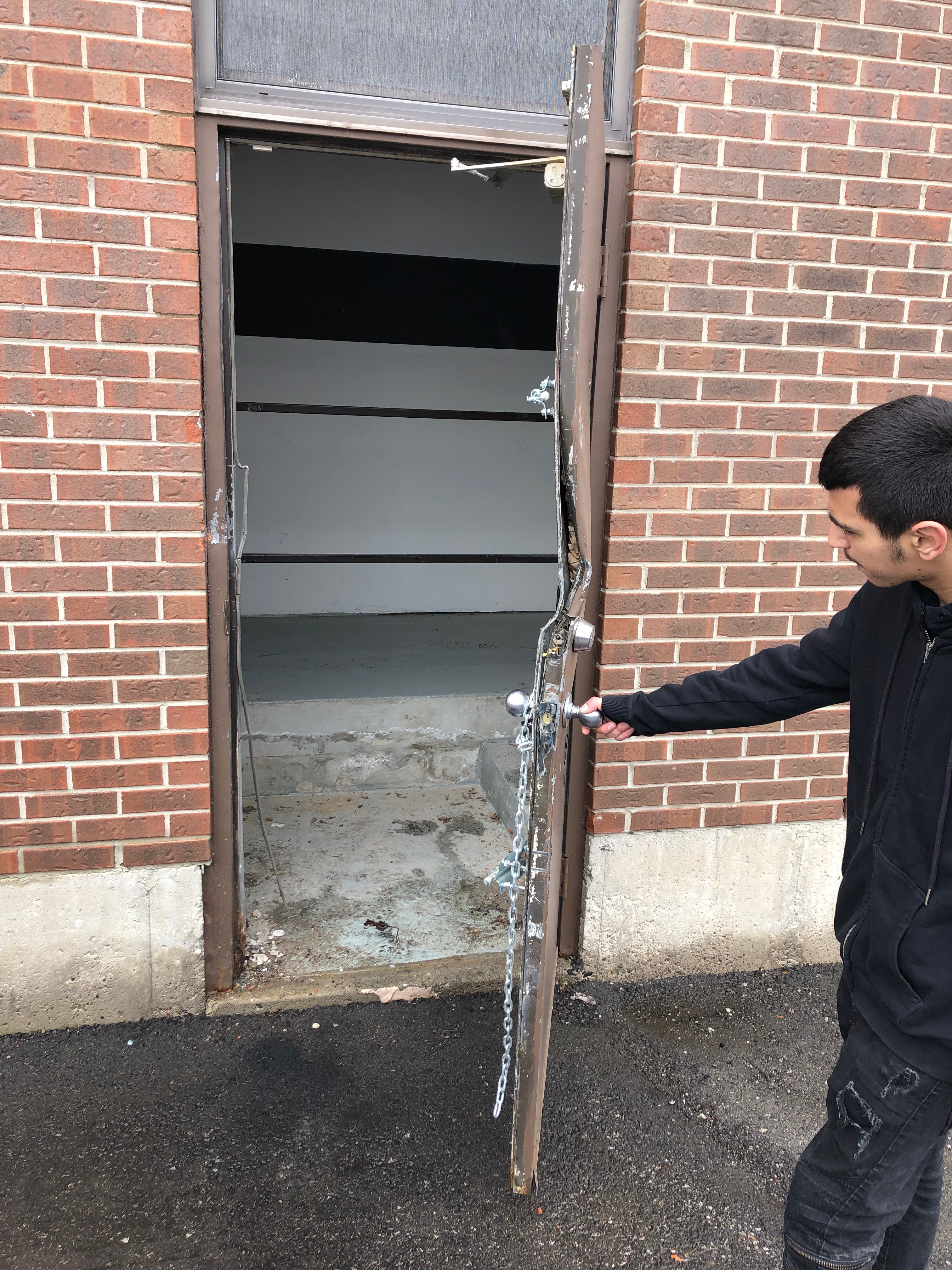 doors repair after a fire department break-in 